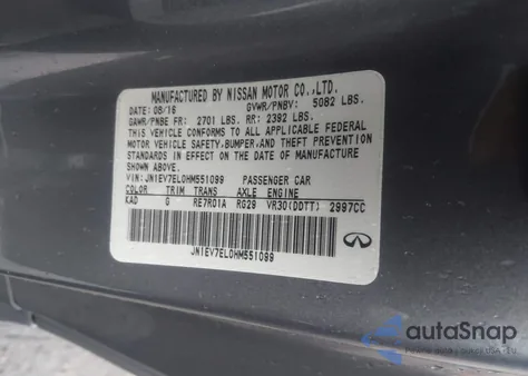 2017 Infiniti Q60 3.0T Premium из США, поврежденный, VIN JN1EV7EL0HM551099